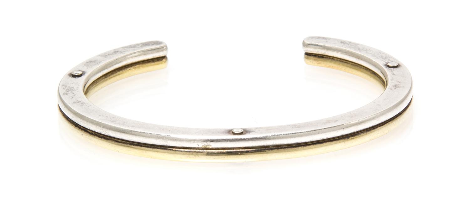 A Sterling and Silver Gilt Cuff Bracelet, Georg Jensen, 25.30 dwts.