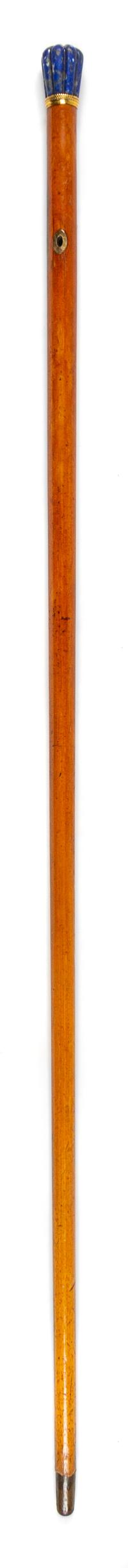 A Continental 22-Karat Gold and Lapis Lazuli Mounted Walking Stick Length 36 1/2 inches. — LATE 19TH/EARLY 20TH CENTURY
