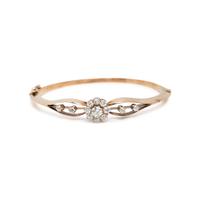 VICTORIAN, DIAMOND AND YELLOW GOLD BANGLE BRACELET