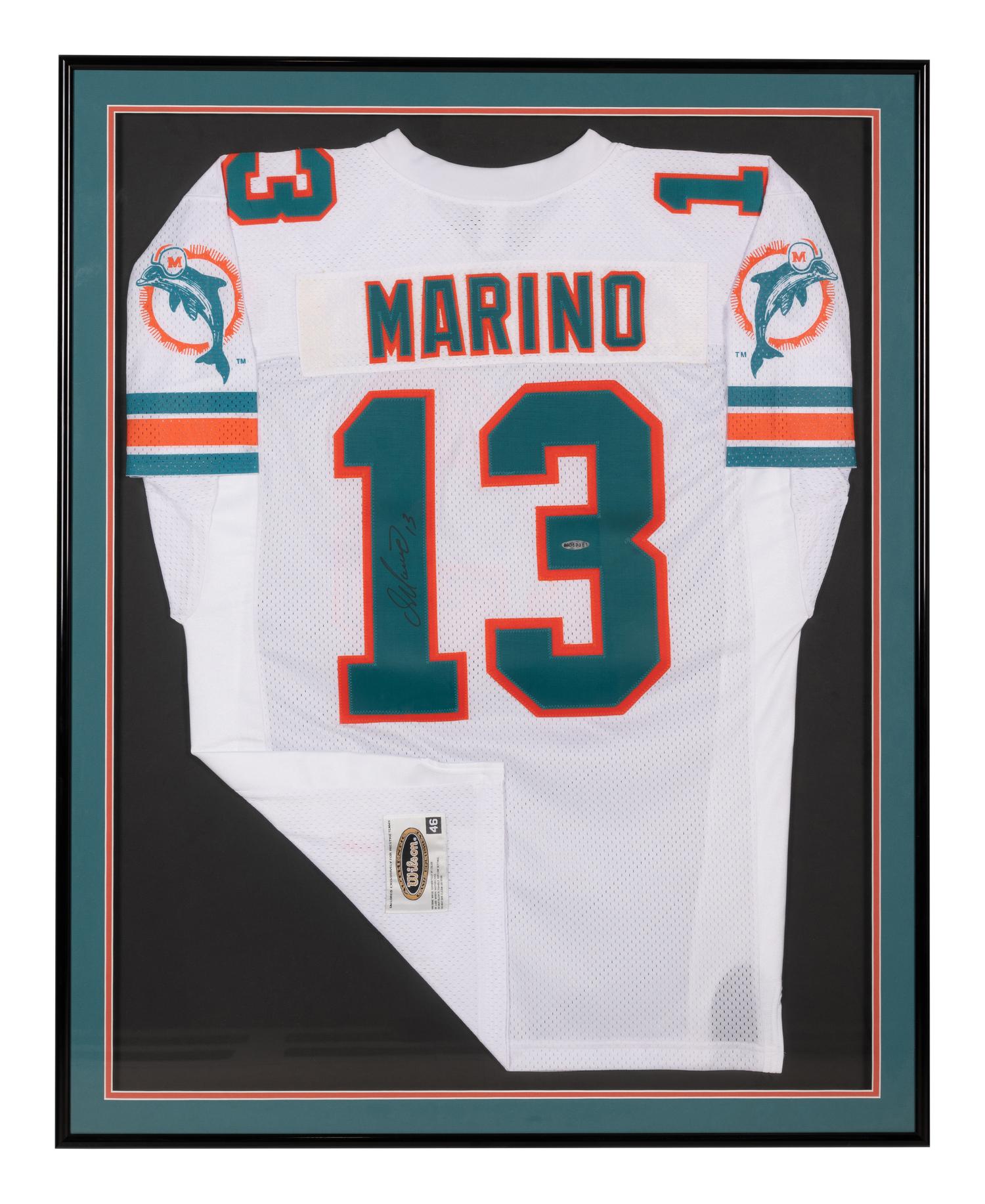 A Dan Marino Signed Autograph Miami Dolphins Wilson Football Jersey (Upper Deck Authenticated),