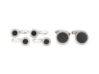 DEAKIN & FRANCIS, WHITE GOLD, TEXTURED BLACK GLASS AND DIAMOND DRESS SET