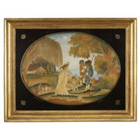 Needlework picture "Galatea & Echo," attributed to the Folwell School, Philadelphia, PA