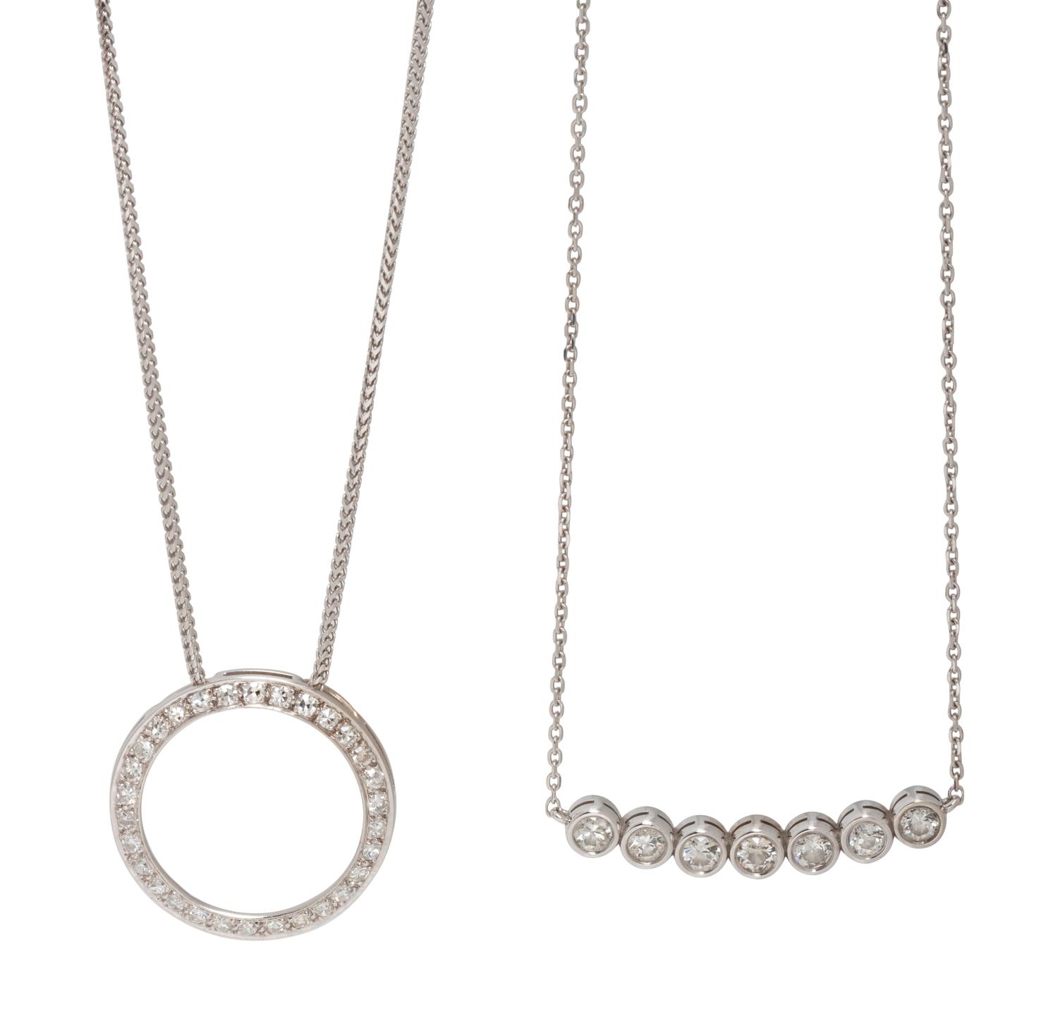 COLLECTION OF WHITE GOLD AND DIAMOND NECKLACES