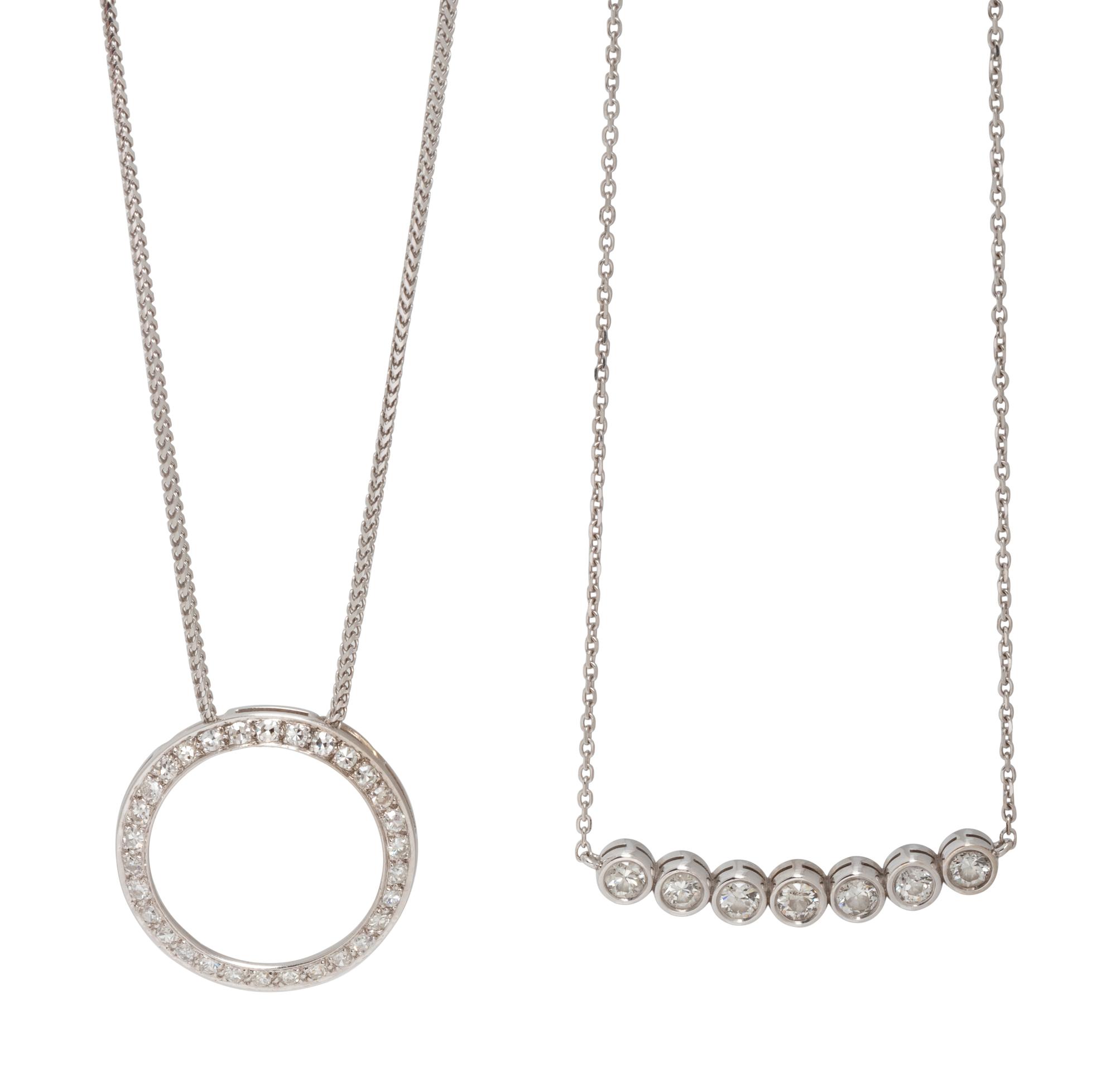 COLLECTION OF WHITE GOLD AND DIAMOND NECKLACES