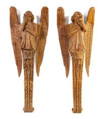 A Pair of Continental Carved Figures of Angels Height 62 x width 24 inches. — 18TH CENTURY