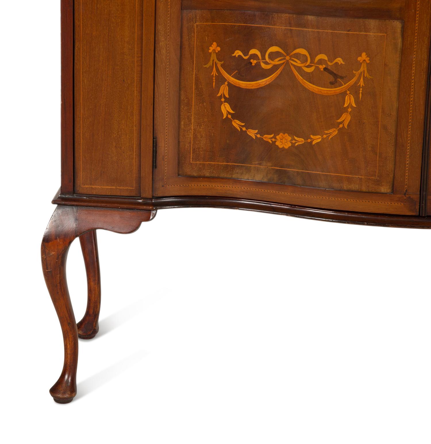 An Edwardian Mahogany and Marquetry Vitrine Cabinet