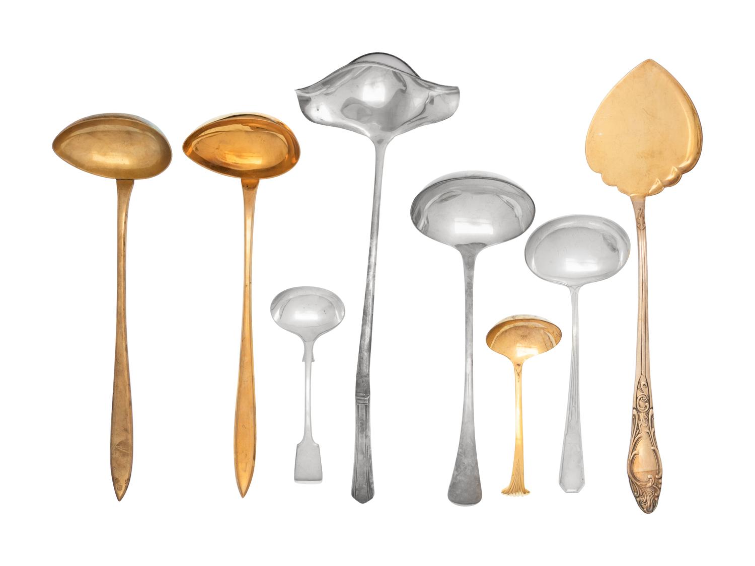 Eight Silver-Plate Flatware Serving Articles