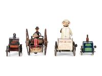 Four Lehmann Tin Lithograph Windup Toy Vehicles