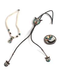 Group of Zuni Inlay Jewelry Height of first 1 3/4 inches
