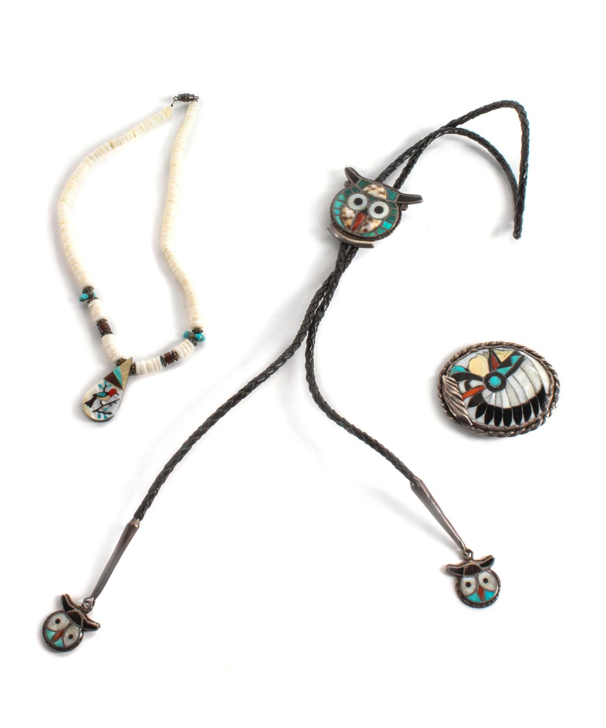 Group of Zuni Inlay Jewelry Height of first 1 3/4 inches