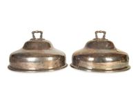 A Pair of Continental Silver-Plate Cloches Converted to Wall Pocket Jardinières