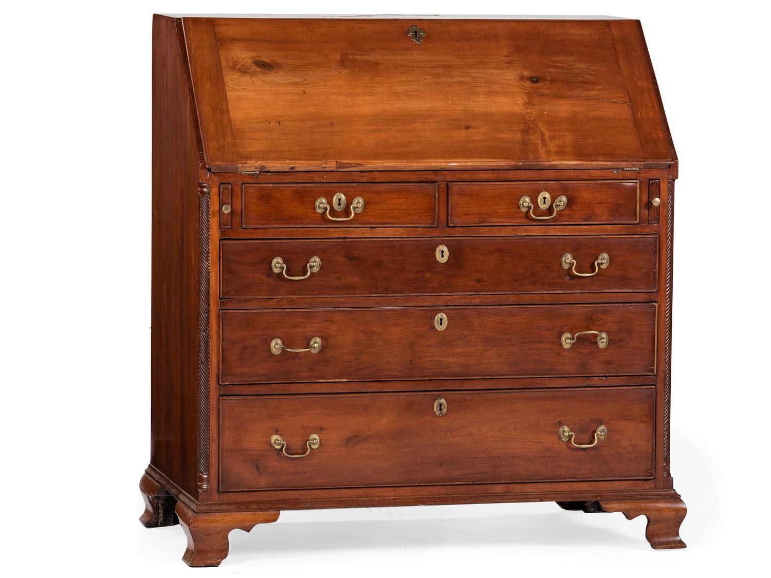 A Chippendale Walnut Slant Front Desk