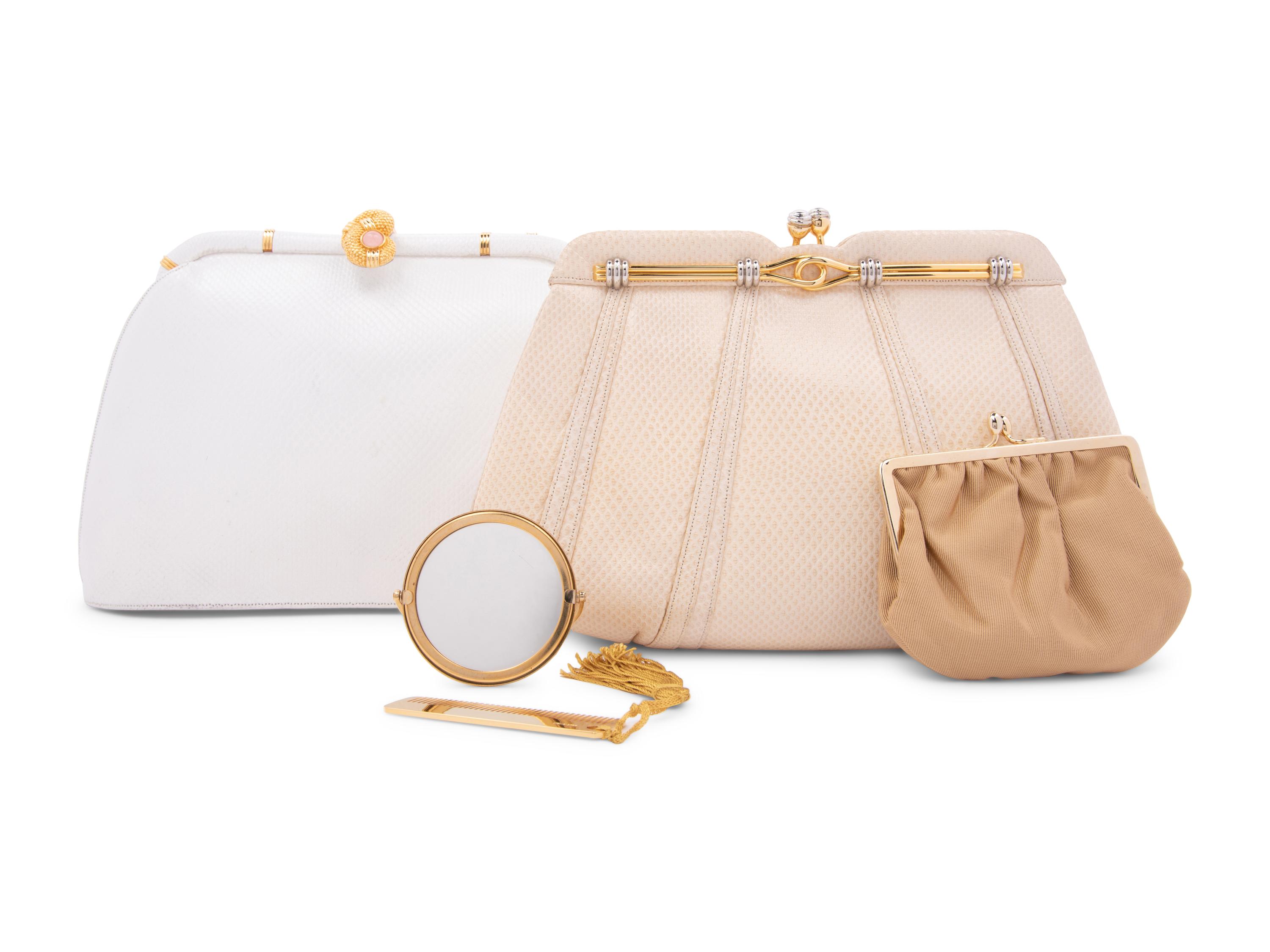 Two Judith Leiber Exotic Skin Clutches