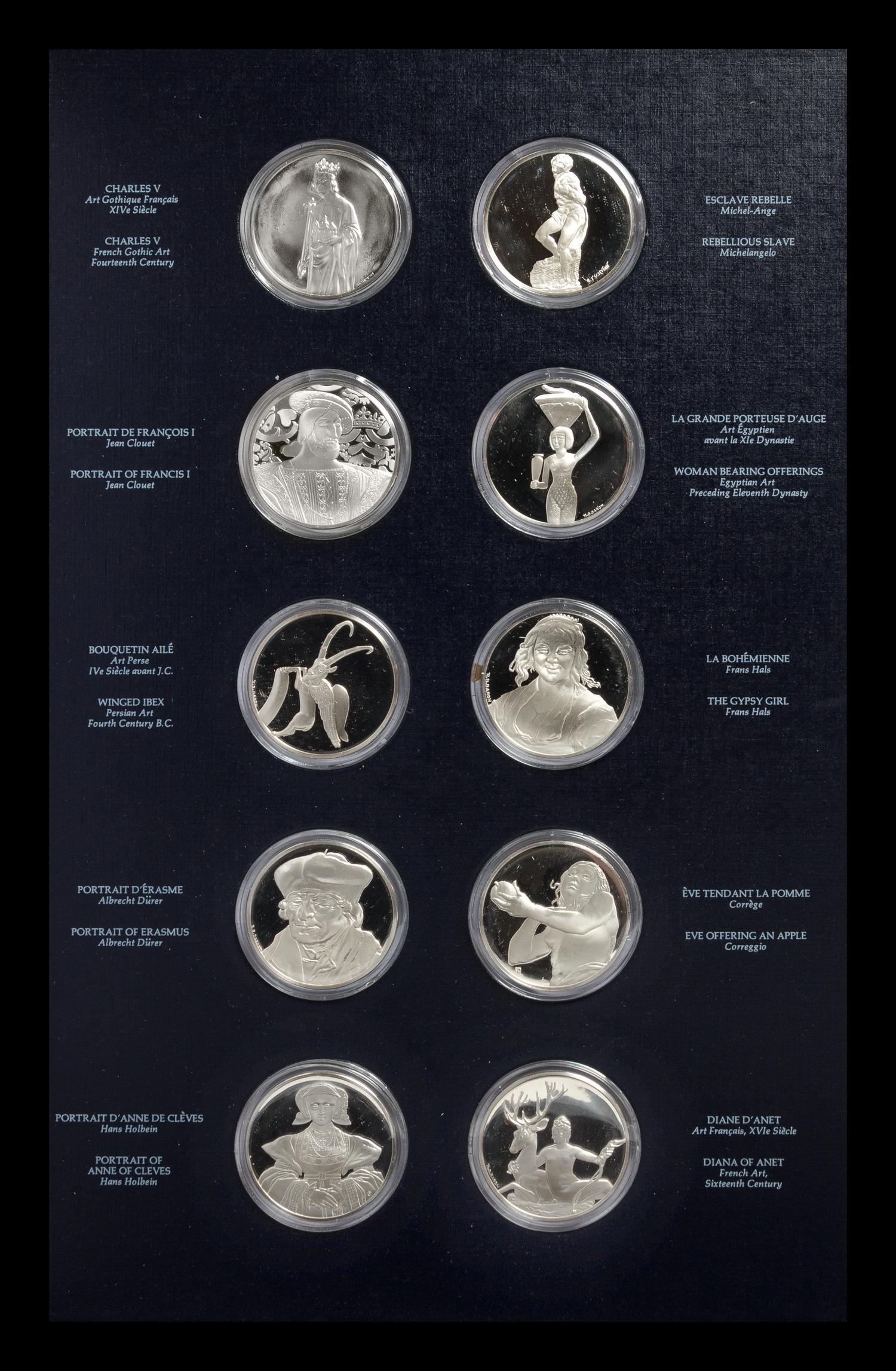 A Franklin Mint Treasures of the Louvre Silver Coin Set 50 ozt.