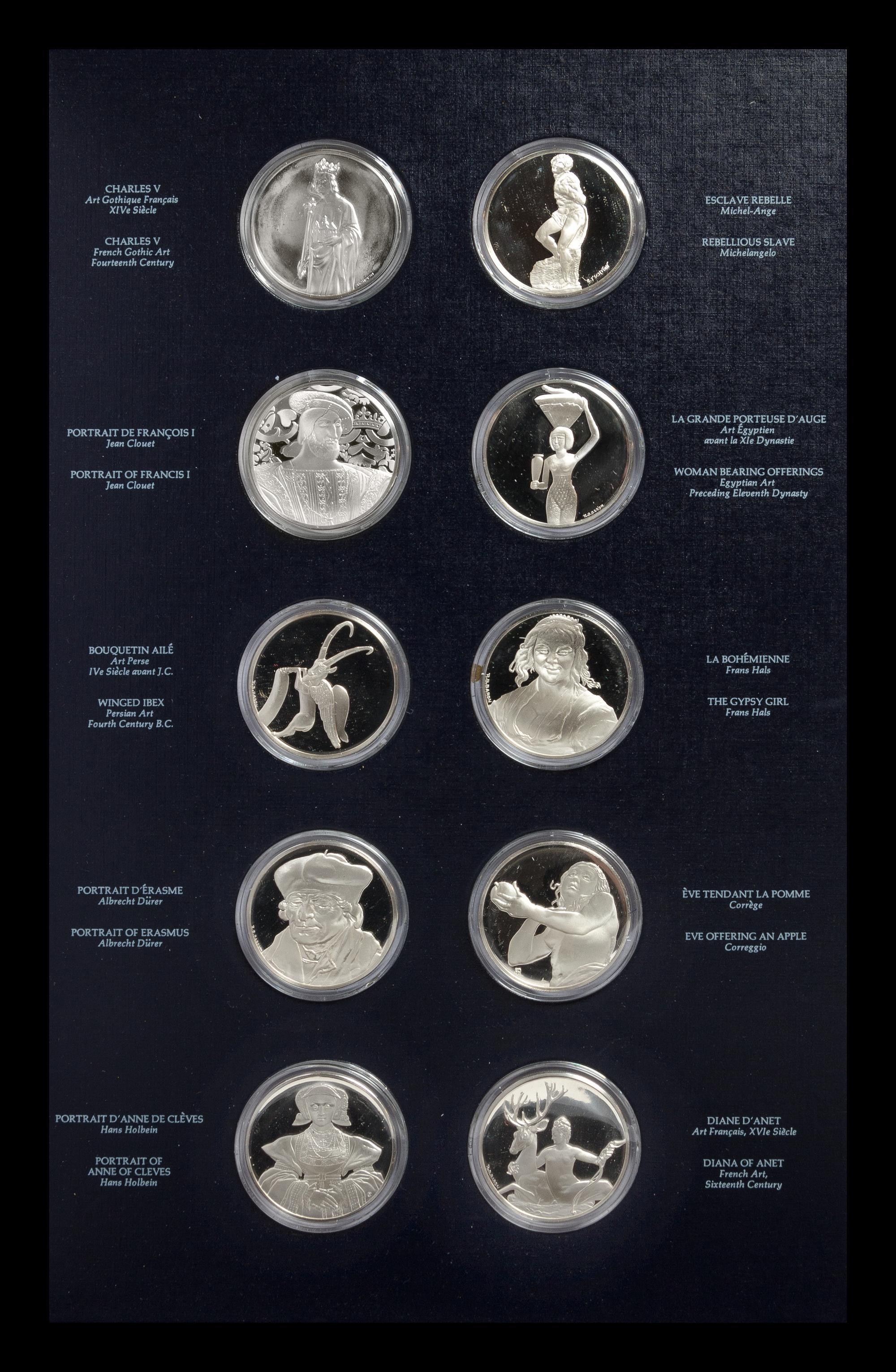 A Franklin Mint Treasures of the Louvre Silver Coin Set 50 ozt.