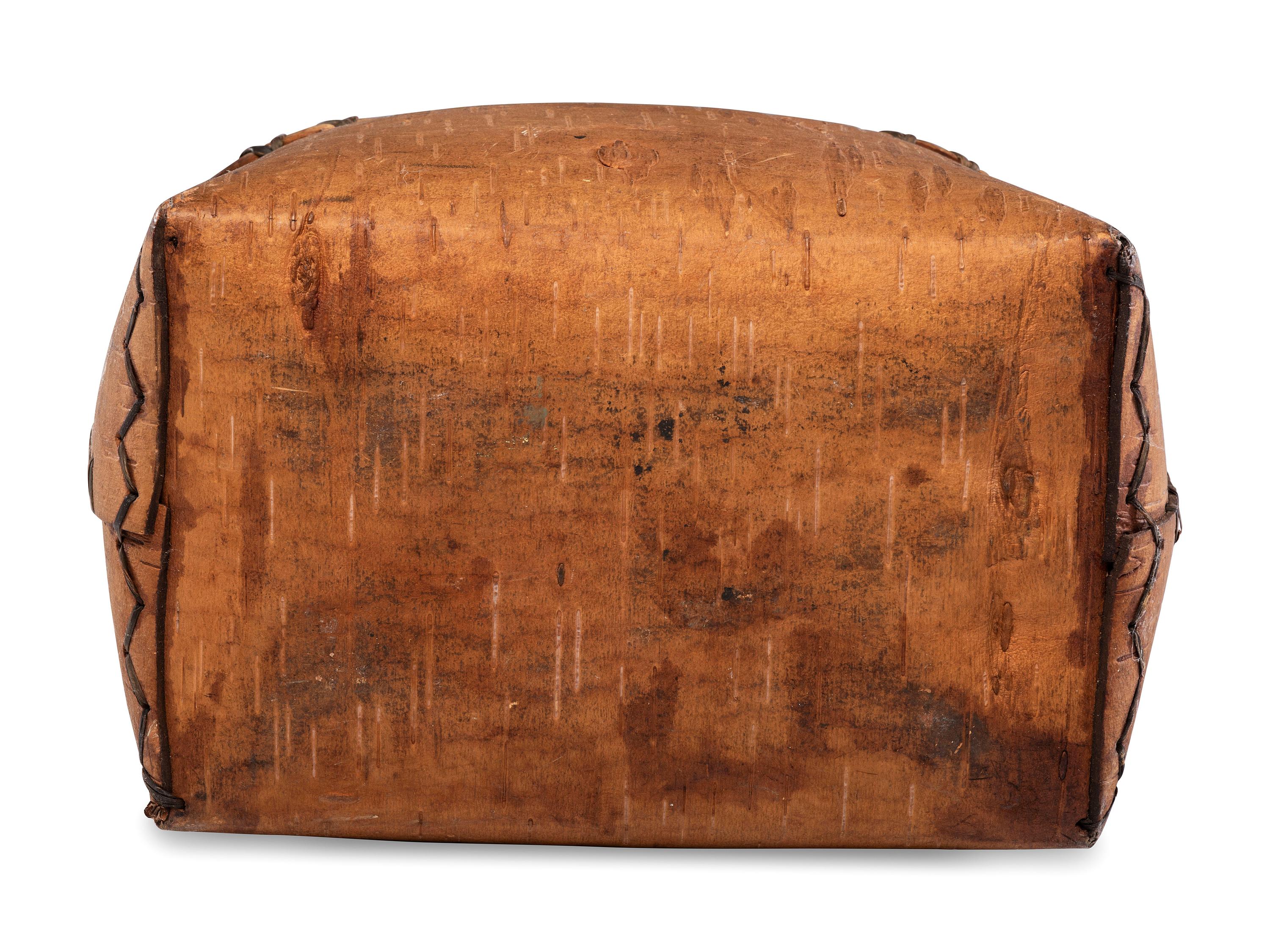 Northwest Coast Cedar Bark Clam Bag and Nuu-chah-nulth Birchbark Container