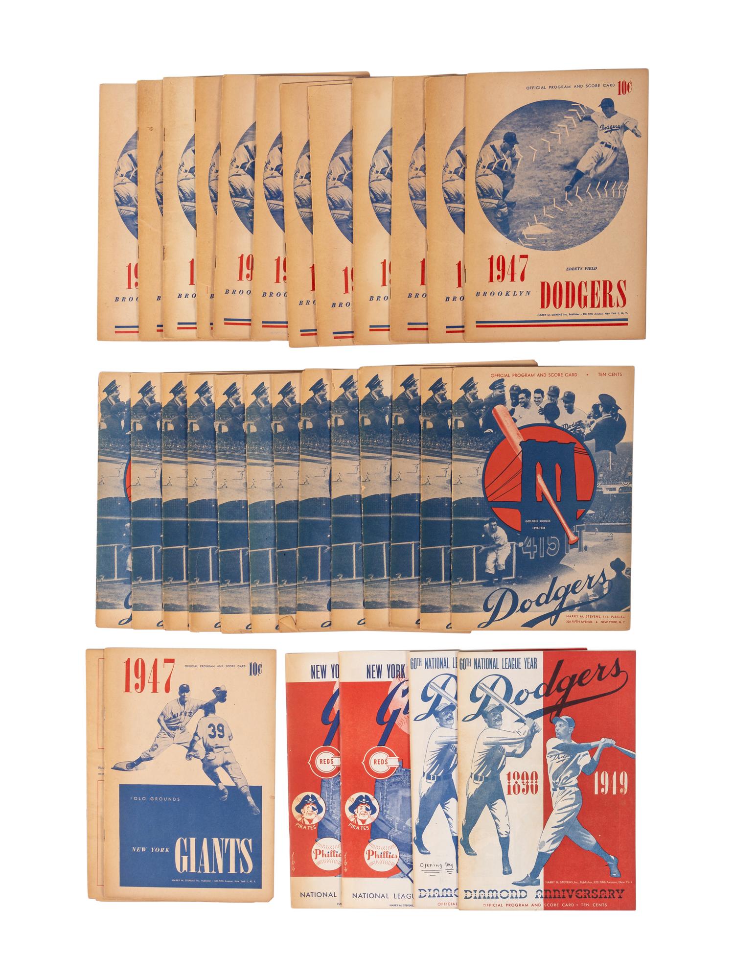 A Group of Over 30 1947-51 Jackie Robinson Brooklyn Dodgers Programs / Scorecards