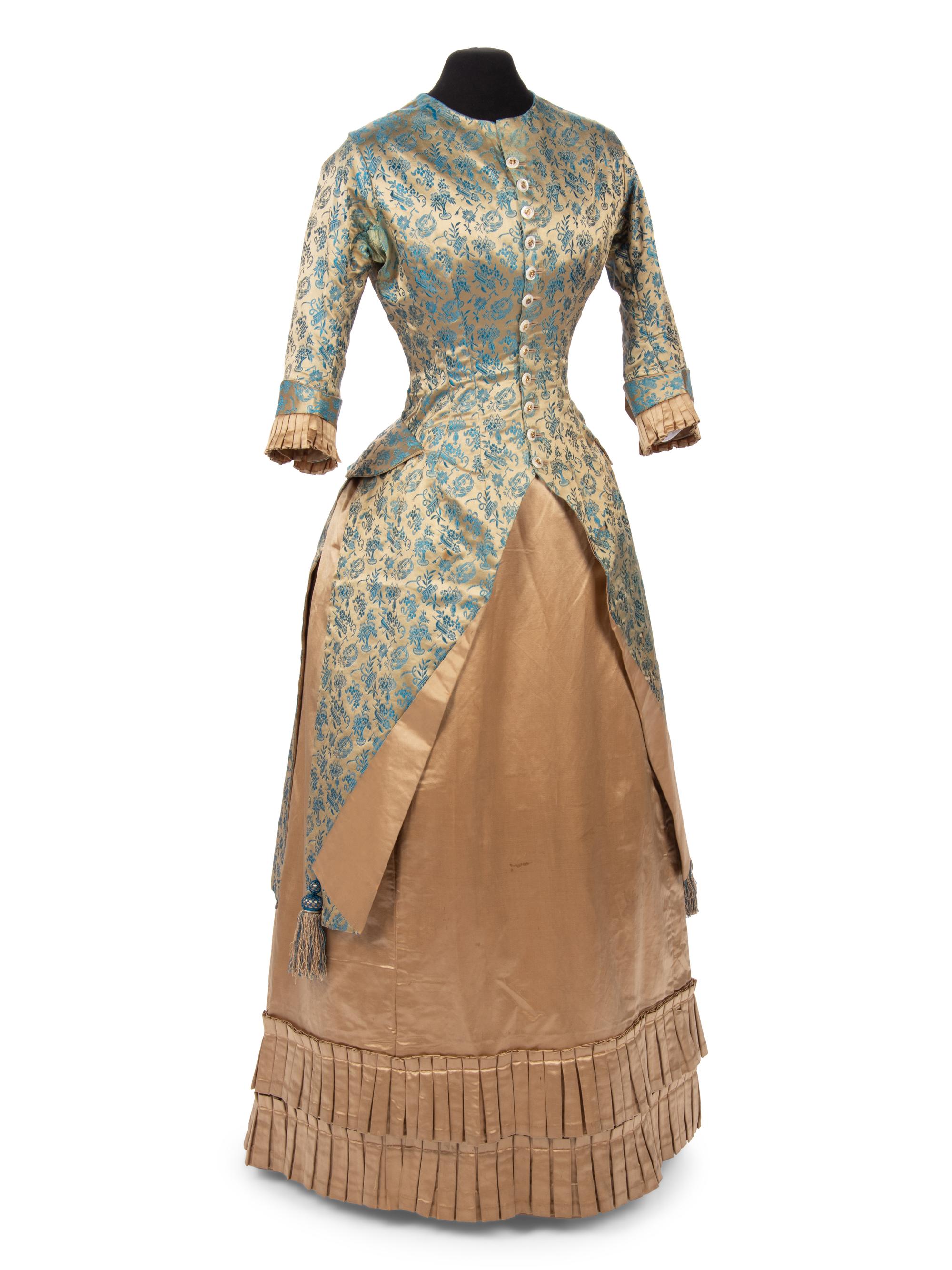 Silk Two-Piece Bustle Dress, 1880s