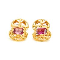 YELLOW GOLD AND GARNET CUFFLINKS