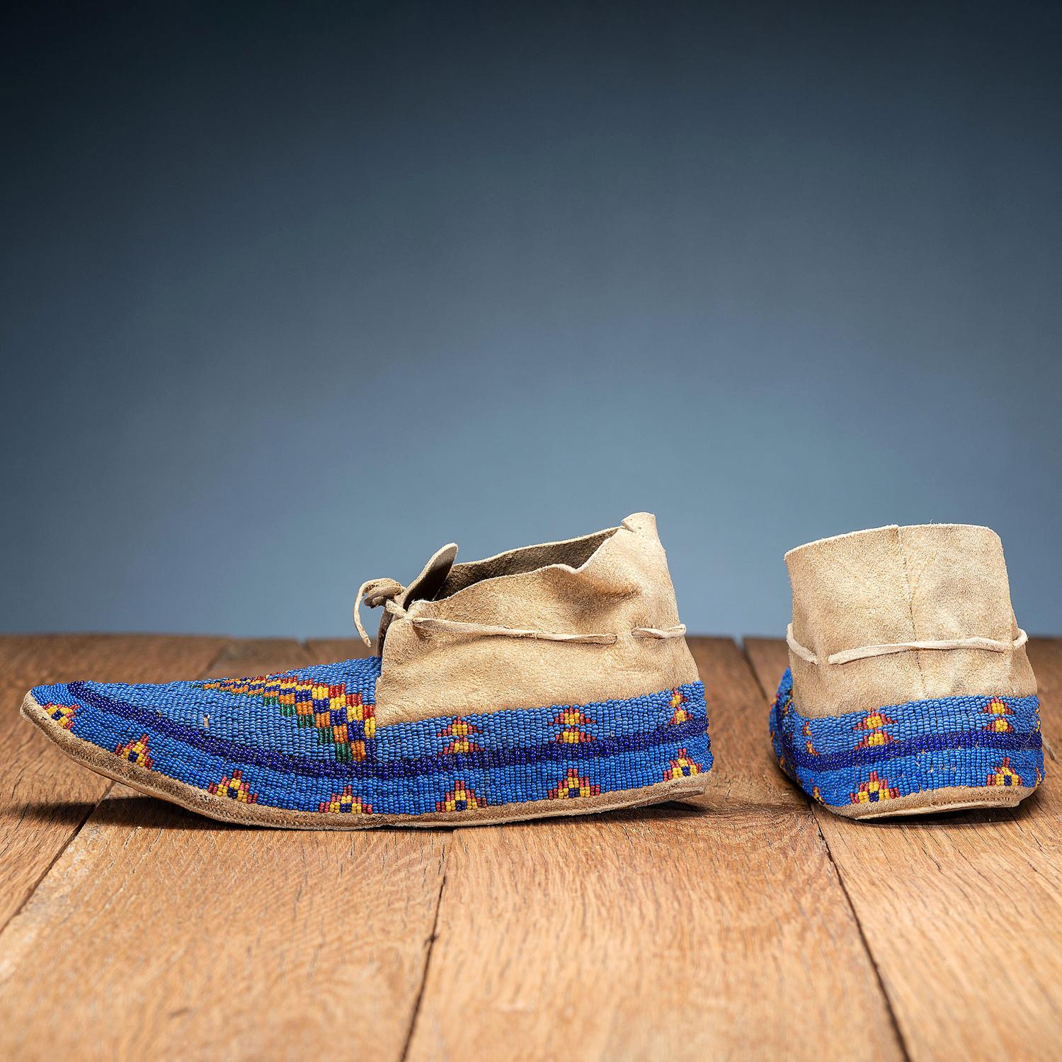 Northern Plains Beaded Hide Moccasins
