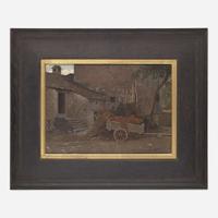 Elihu Vedder (American, 1836-1923) Cart in a Farmyard