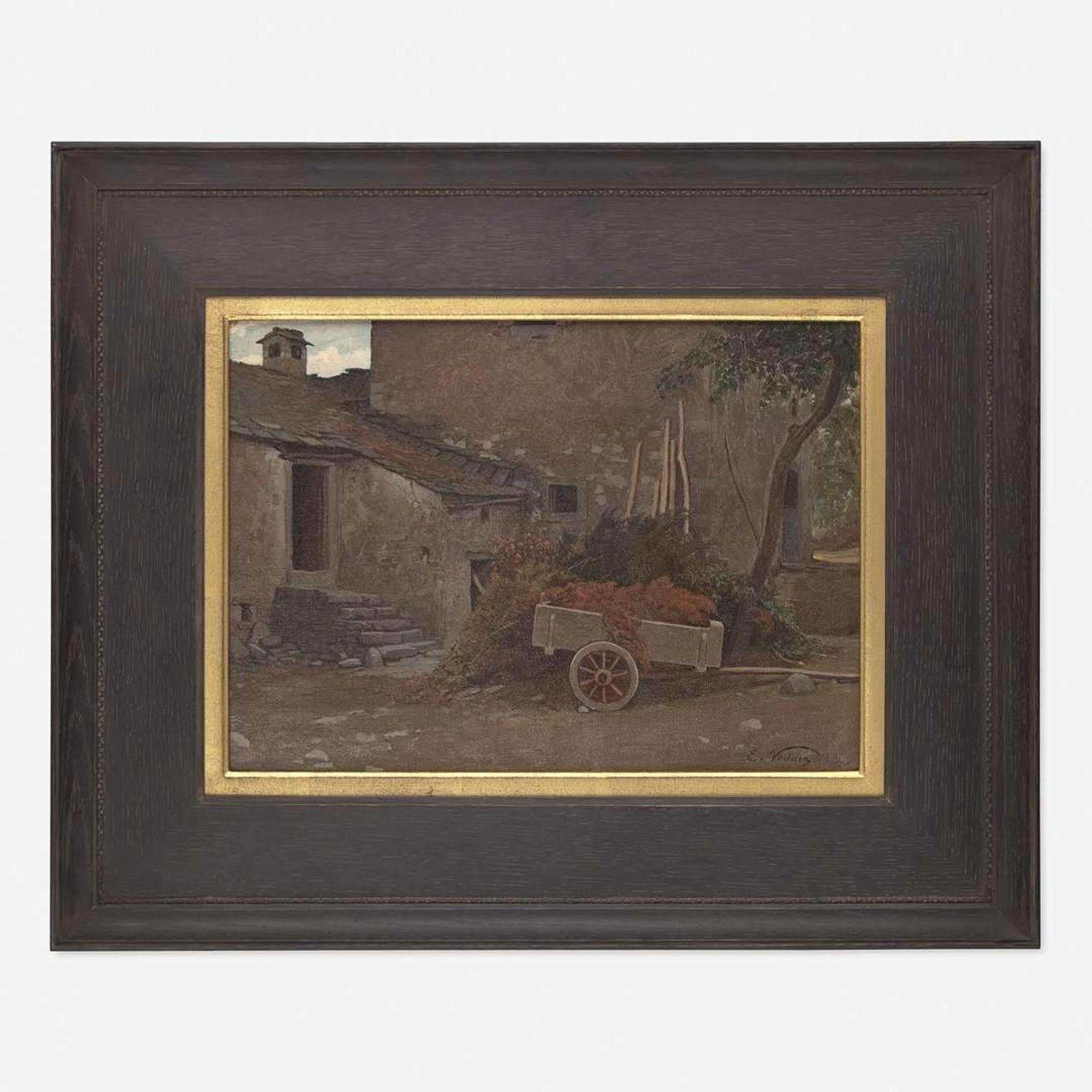 Elihu Vedder (American, 1836-1923) Cart in a Farmyard