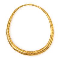 A 14 Karat Yellow Gold Graduated Tubogas Necklace. 26.80 dwts.