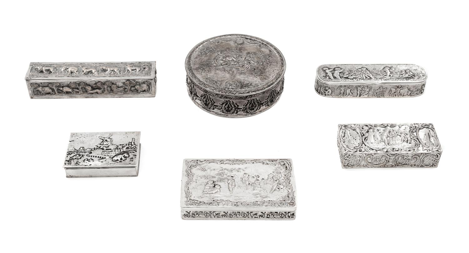 Five Continental Silver Boxes