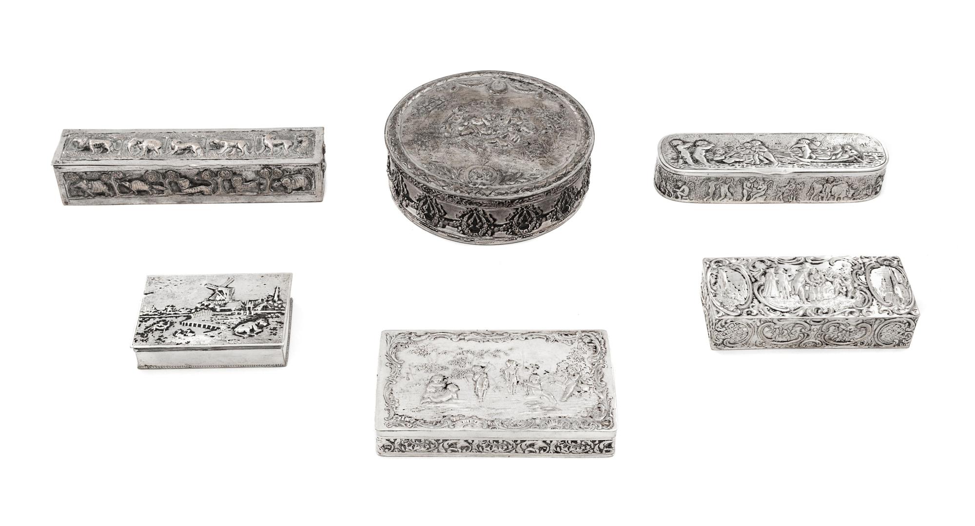 Five Continental Silver Boxes
