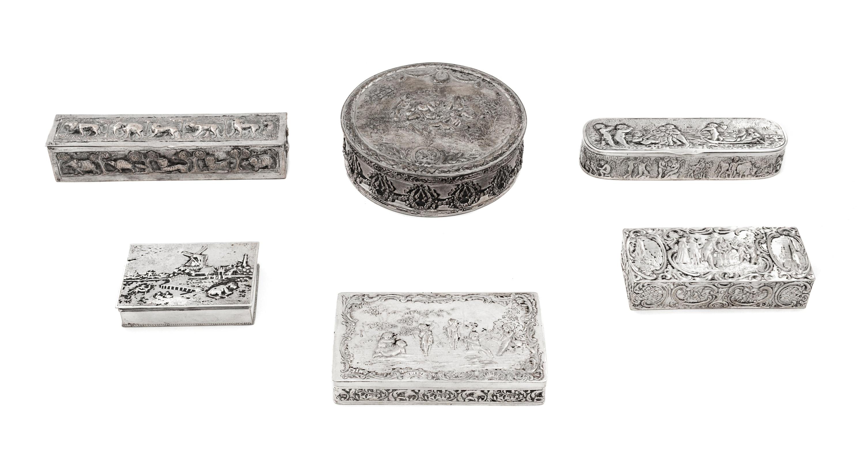 Five Continental Silver Boxes