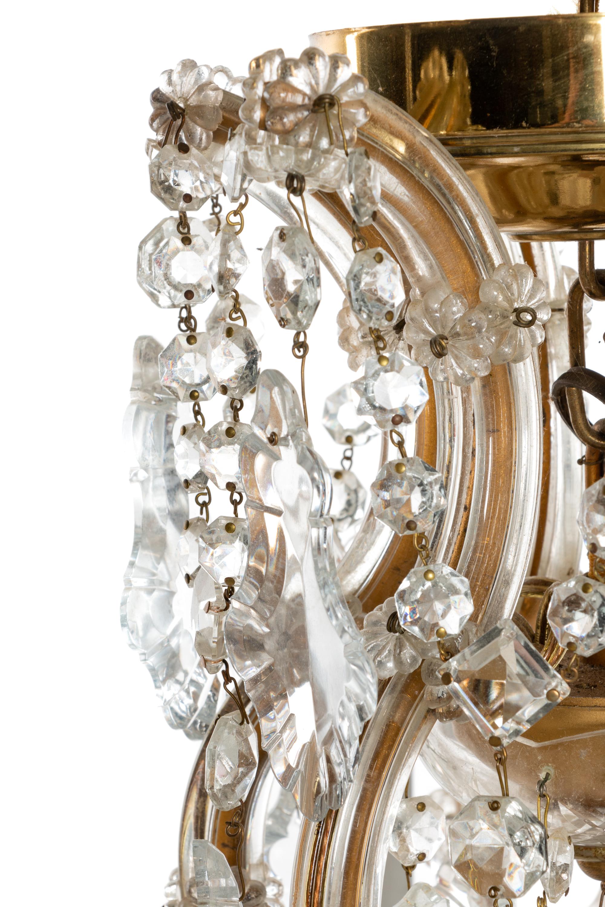 A Cased Glass Eight-Light Chandelier