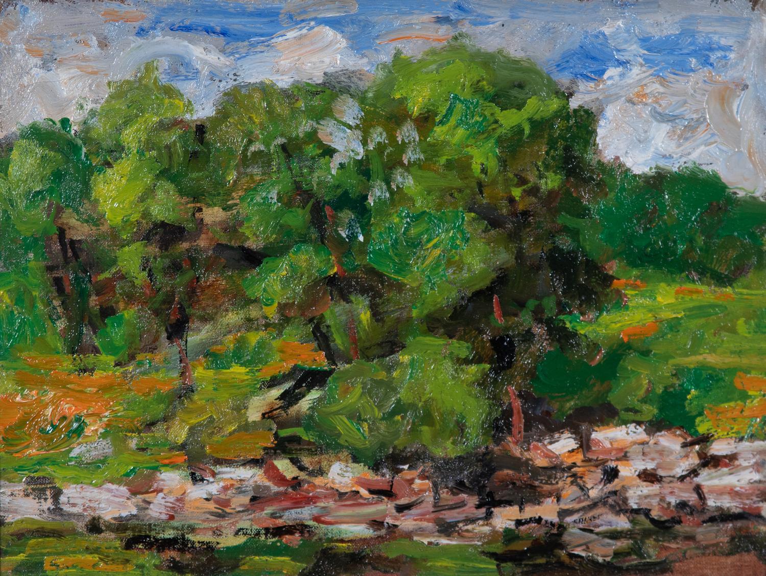Walt Francis Kuhn, (American, 1877-1949) — Trees at Stone Wall, 1935-47