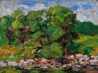 Walt Francis Kuhn, (American, 1877-1949) — Trees at Stone Wall, 1935-47
