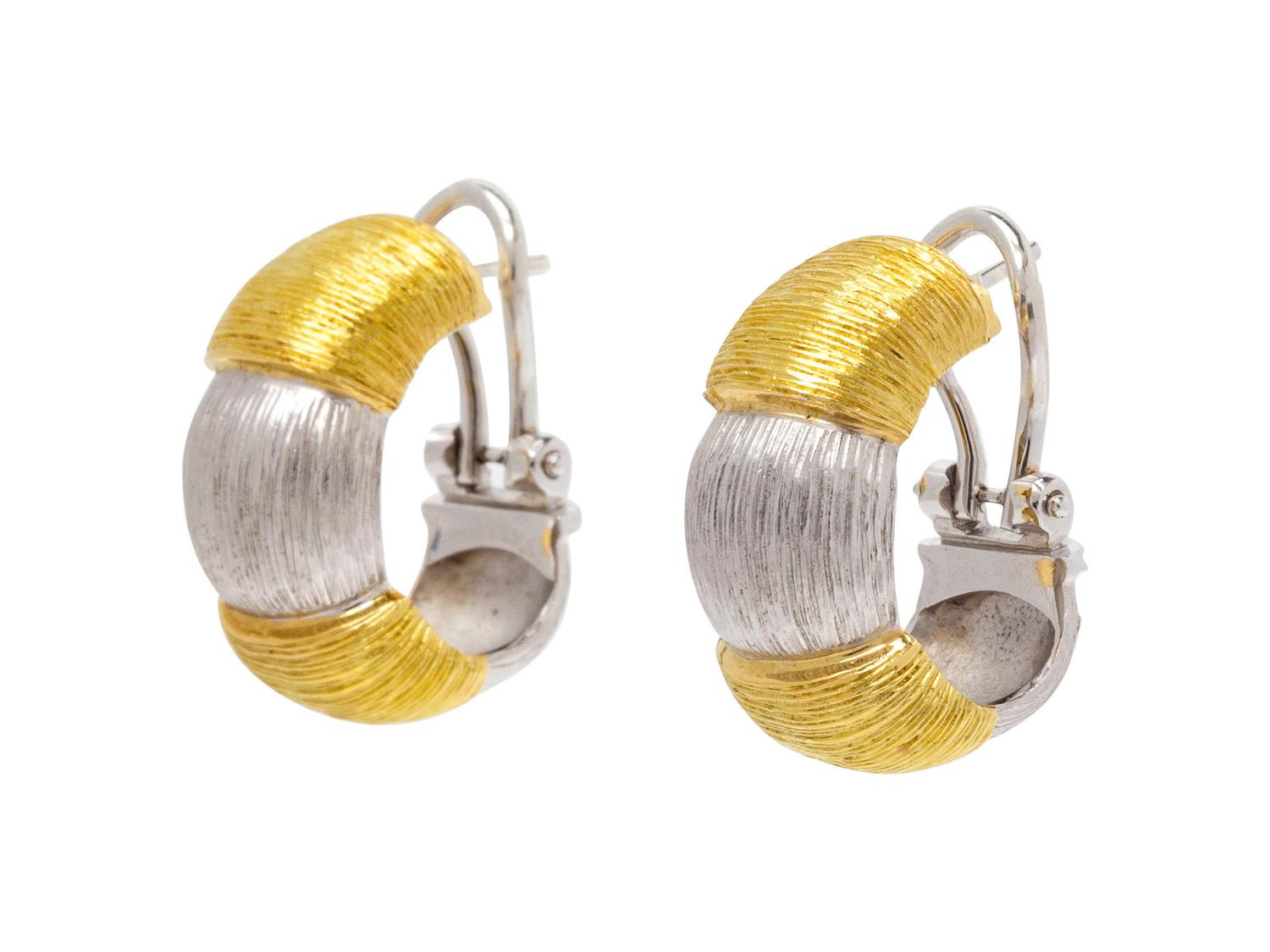 A Pair of 18 Karat Bicolor Gold Earclips, Italian,