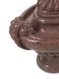 A Pair of Unusual Gilt Bronze Mounted Carved Marble Ornamental Urns