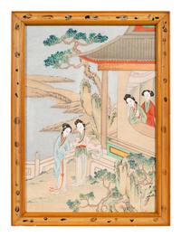Two Chinese Ink and Color on Paper Paintings Depicting Ladies