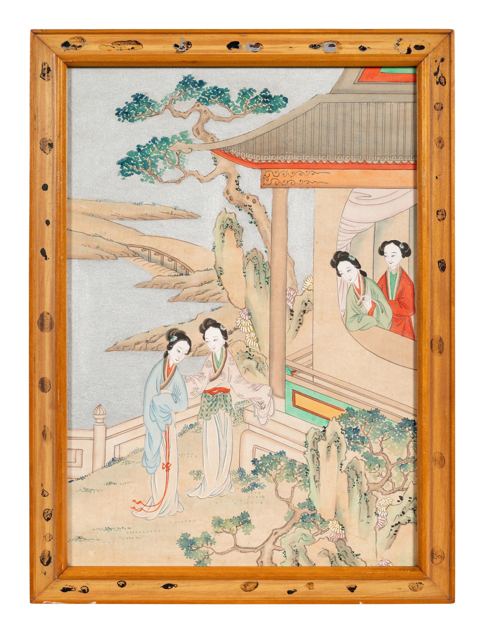 Two Chinese Ink and Color on Paper Paintings Depicting Ladies