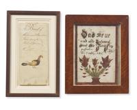 A Fraktur Bookplate and an Illuminated Indenture, Pennsylvania, Dated "1810" and "1801"