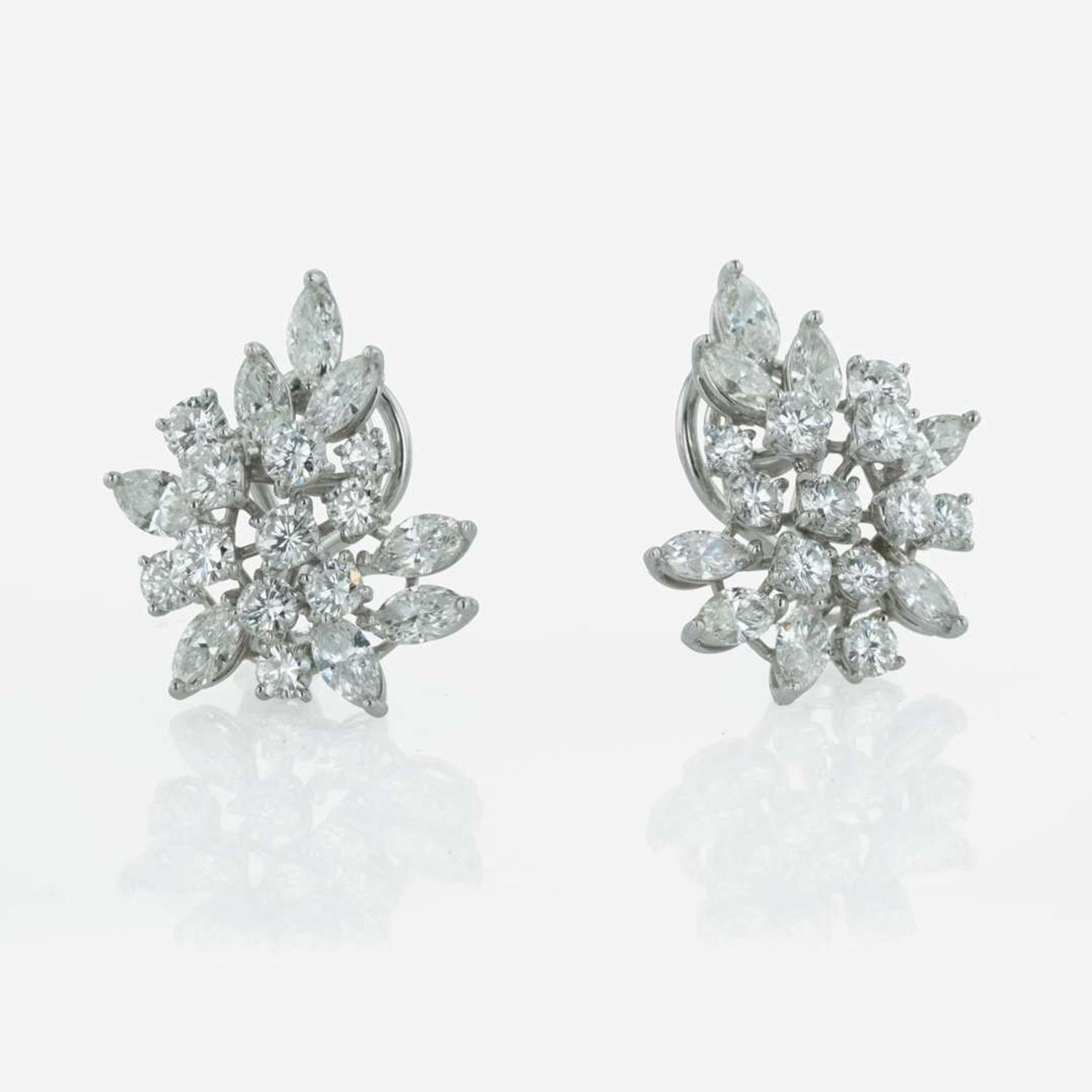 A Pair of Platinum and Diamond Earrings