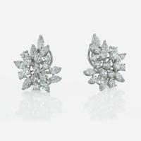 A Pair of Platinum and Diamond Earrings