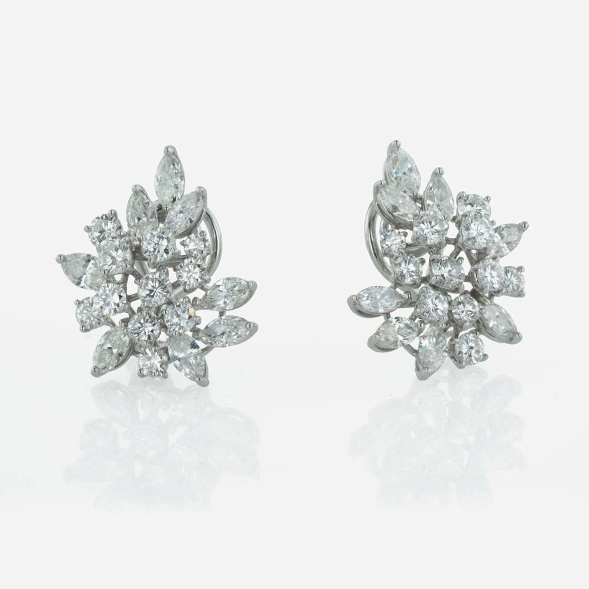 A Pair of Platinum and Diamond Earrings