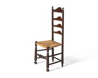 A Painted Ladderback Rush-Seat Side Chair