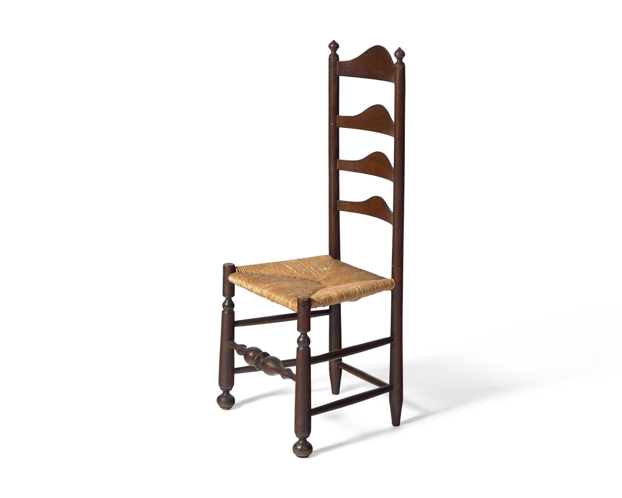 A Painted Ladderback Rush-Seat Side Chair