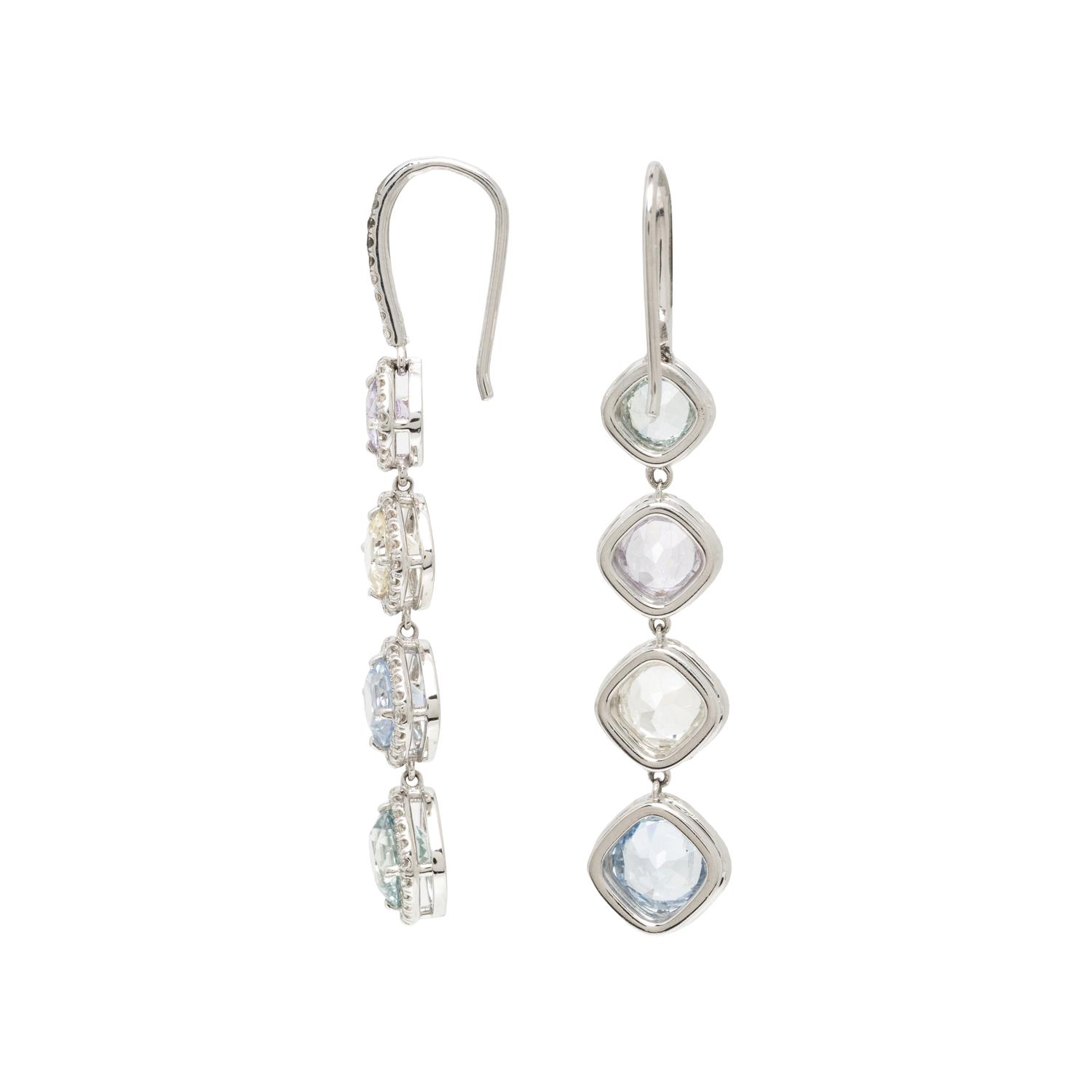 MULTICOLOR SAPPHIRE AND DIAMOND EARRINGS