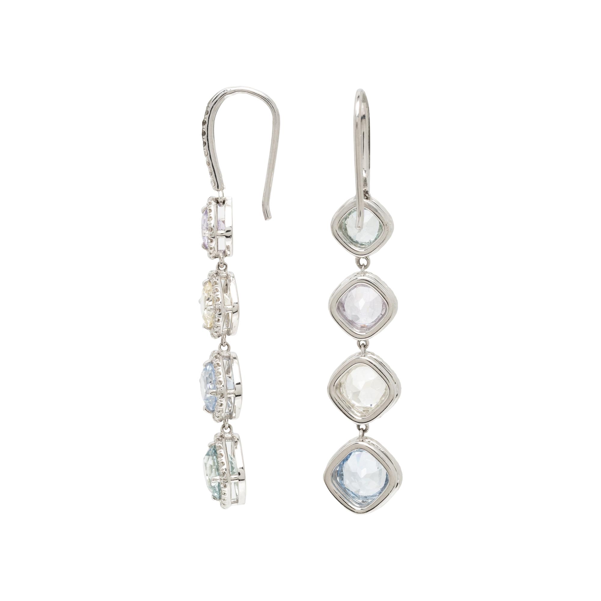 MULTICOLOR SAPPHIRE AND DIAMOND EARRINGS