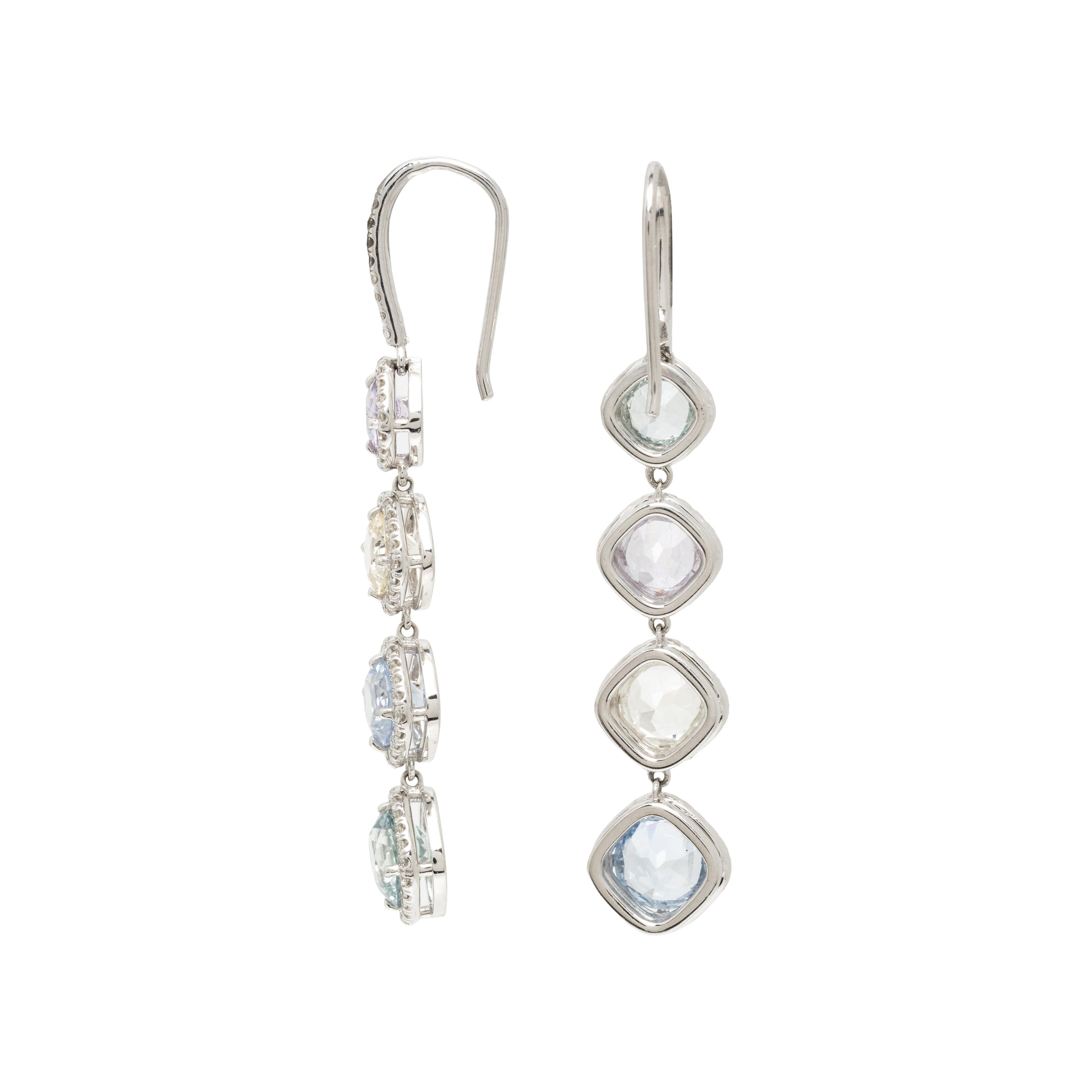 MULTICOLOR SAPPHIRE AND DIAMOND EARRINGS