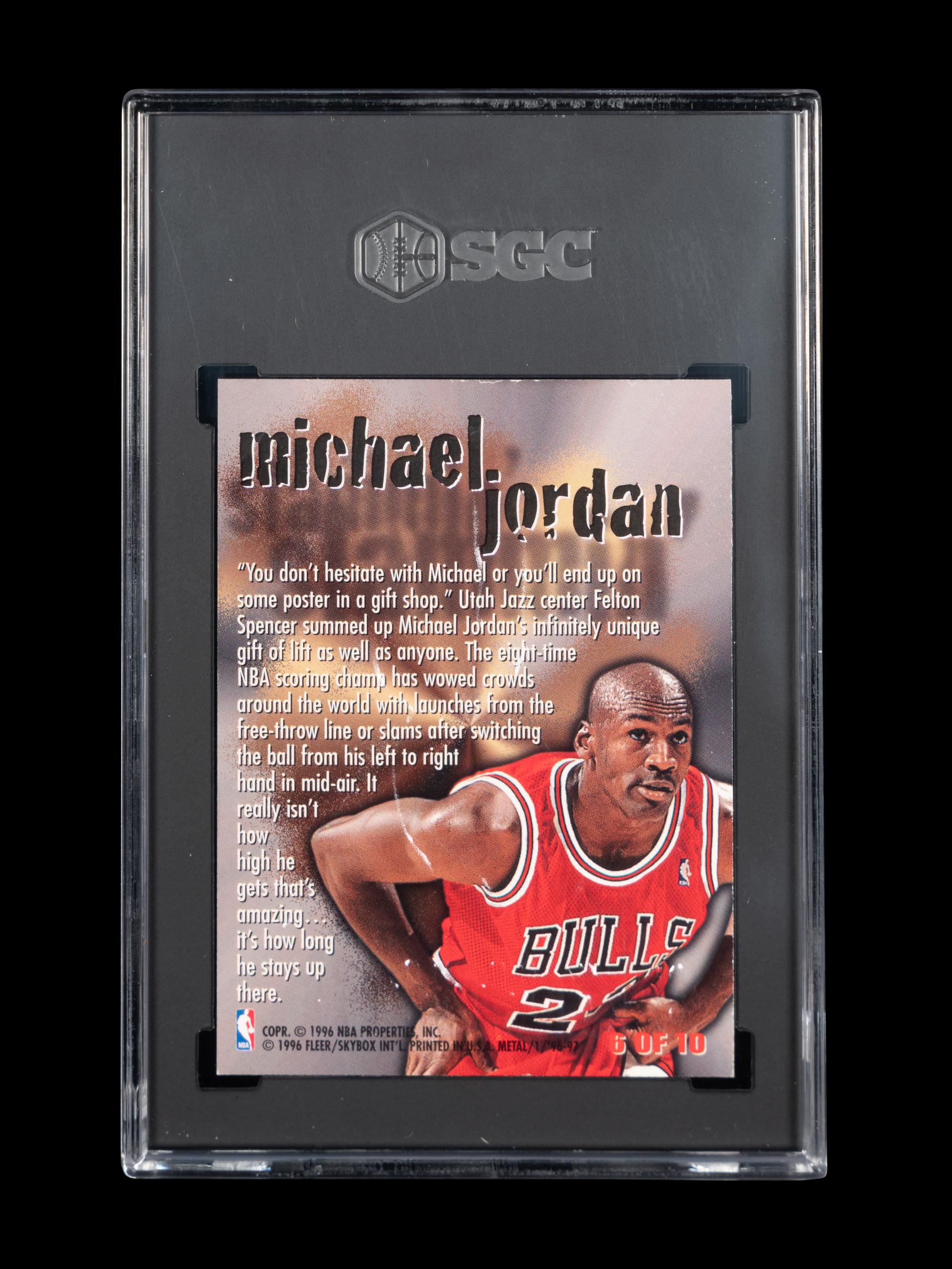 A 1996-97 Fleer Metal Steel Slammin' Michael Jordan Basketball Card No. 6 (SGC 8.5 NM-MT+)