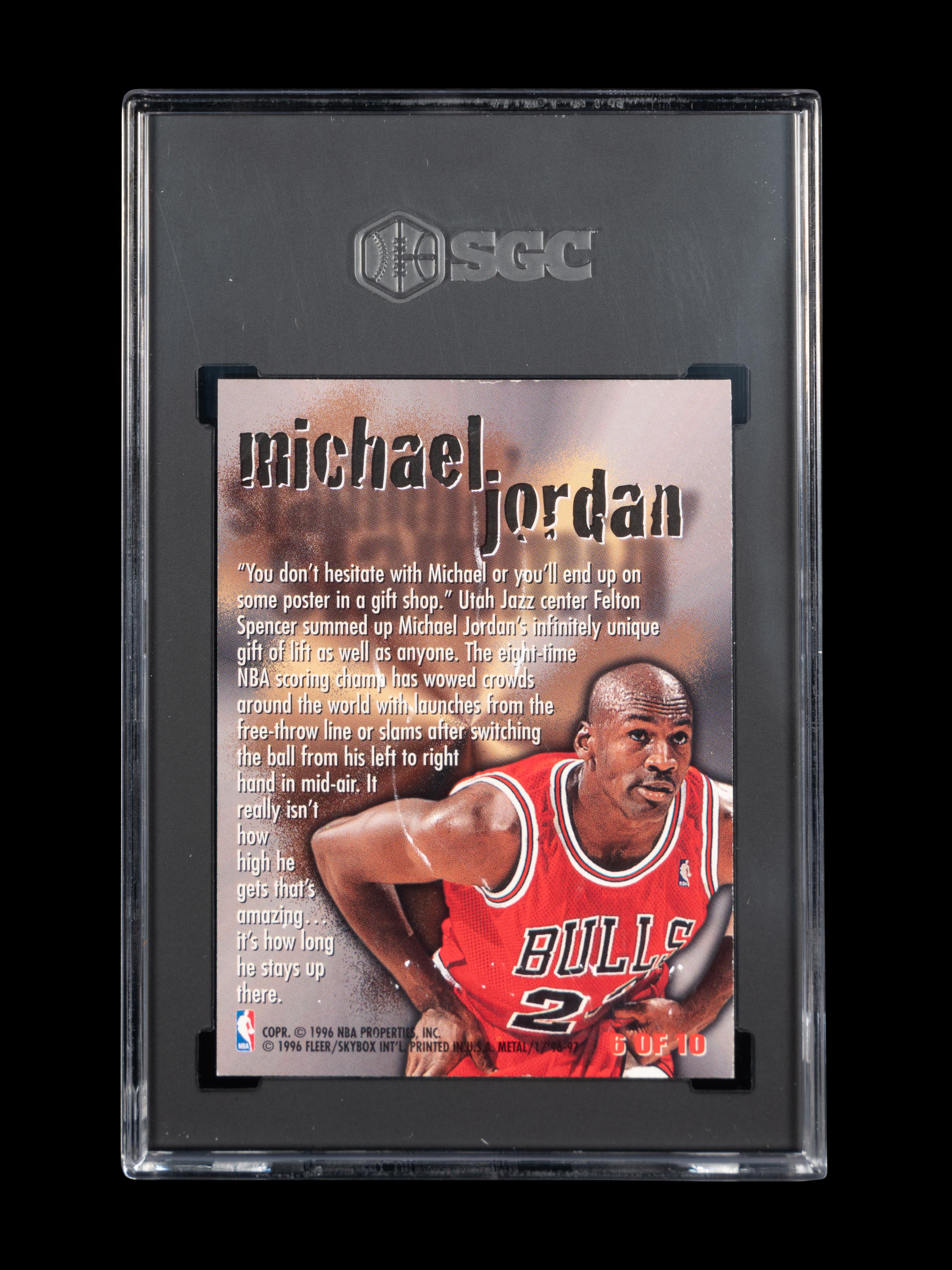 A 1996-97 Fleer Metal Steel Slammin' Michael Jordan Basketball Card No. 6 (SGC 8.5 NM-MT+)