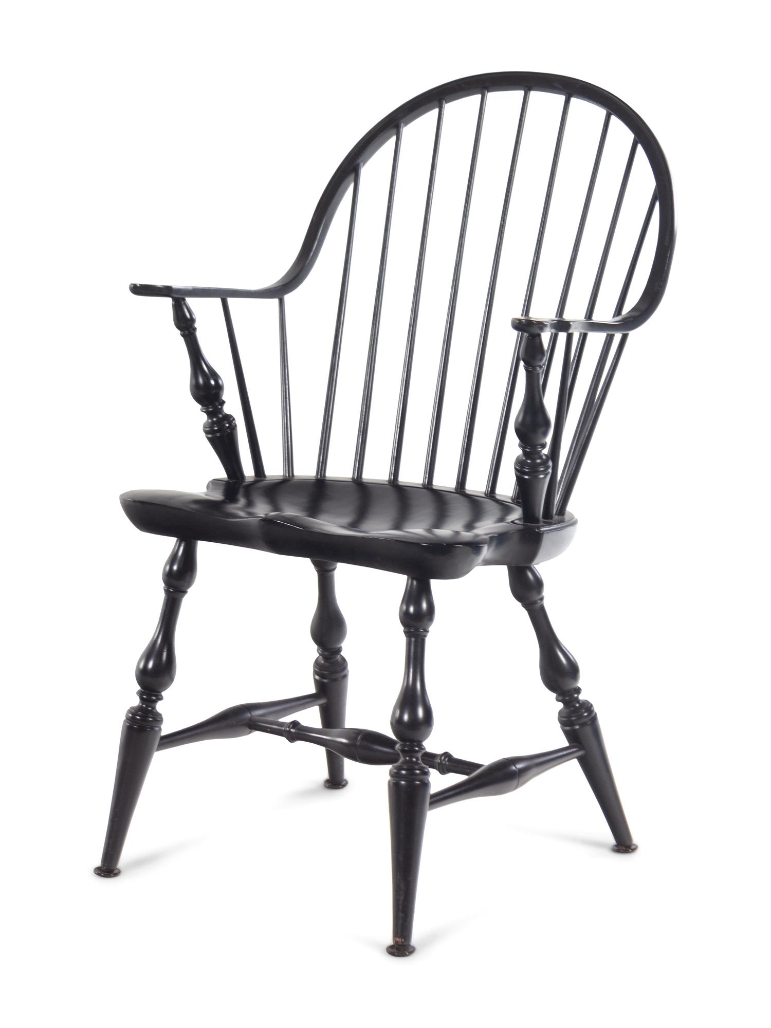 Two Pairs of Ebonized Windsor Chairs