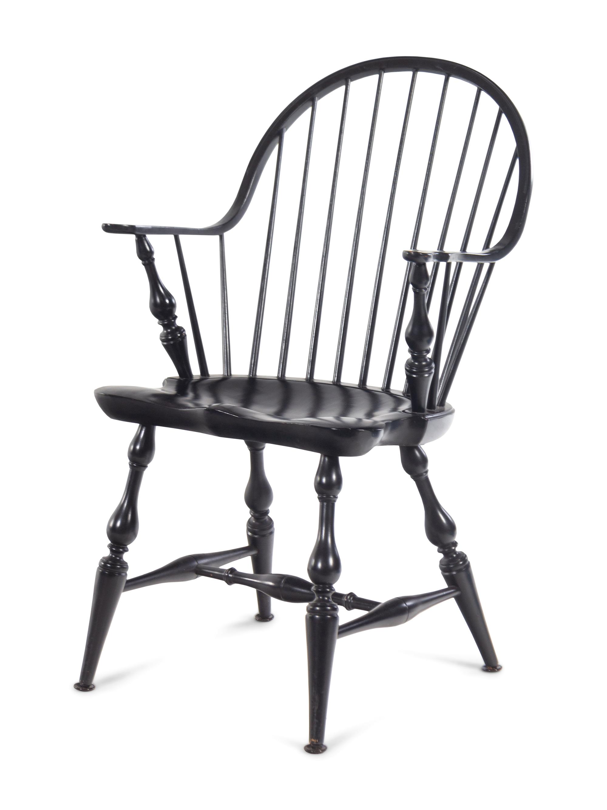 Two Pairs of Ebonized Windsor Chairs